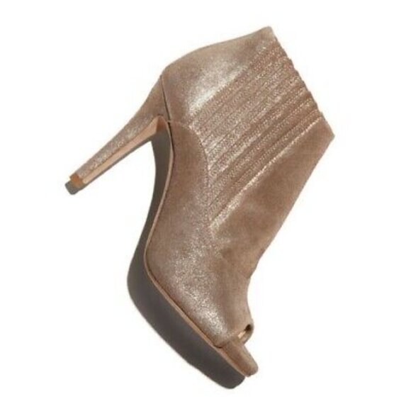 Jimmy Choo Brenna Champagne Gold Metallic Peep Toe Ankle Booties - Picture 9 of 9